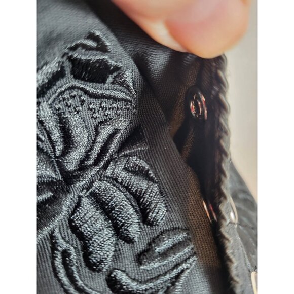 SCULLY 2XL Black Western Gunfighter Shirt Black Embroidered Floral Pearl Snaps - Picture 6 of 10